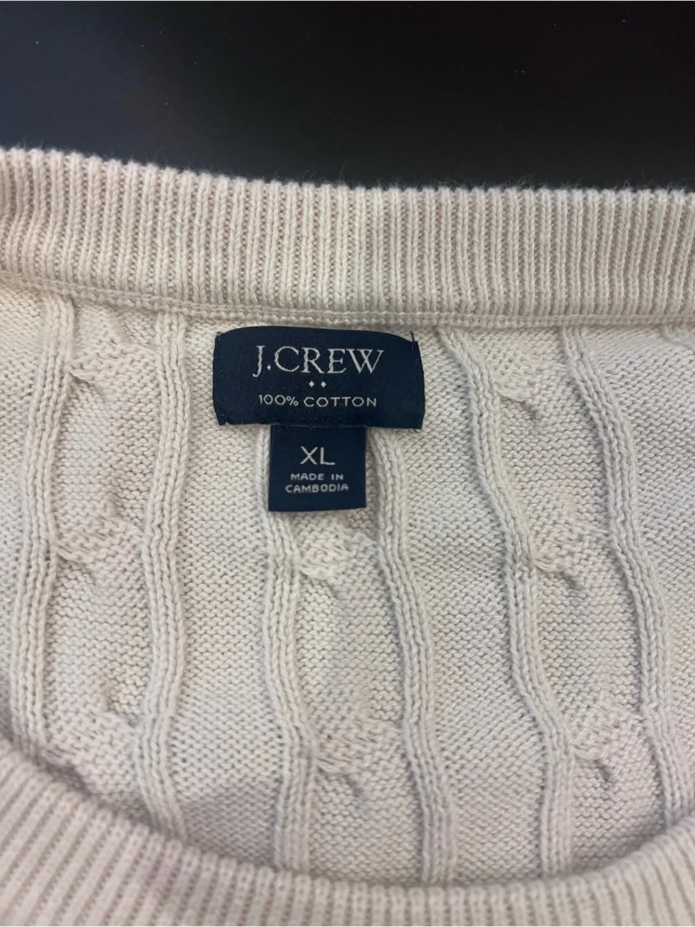 J. Crew Men's Cable Knit Crewneck Sweater - Cream Equestrian Collegiate Vibes